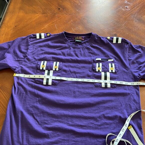 Atti Mens Purple Knit Shirt with Pockets and Epaulettes - Picture 9 of 10